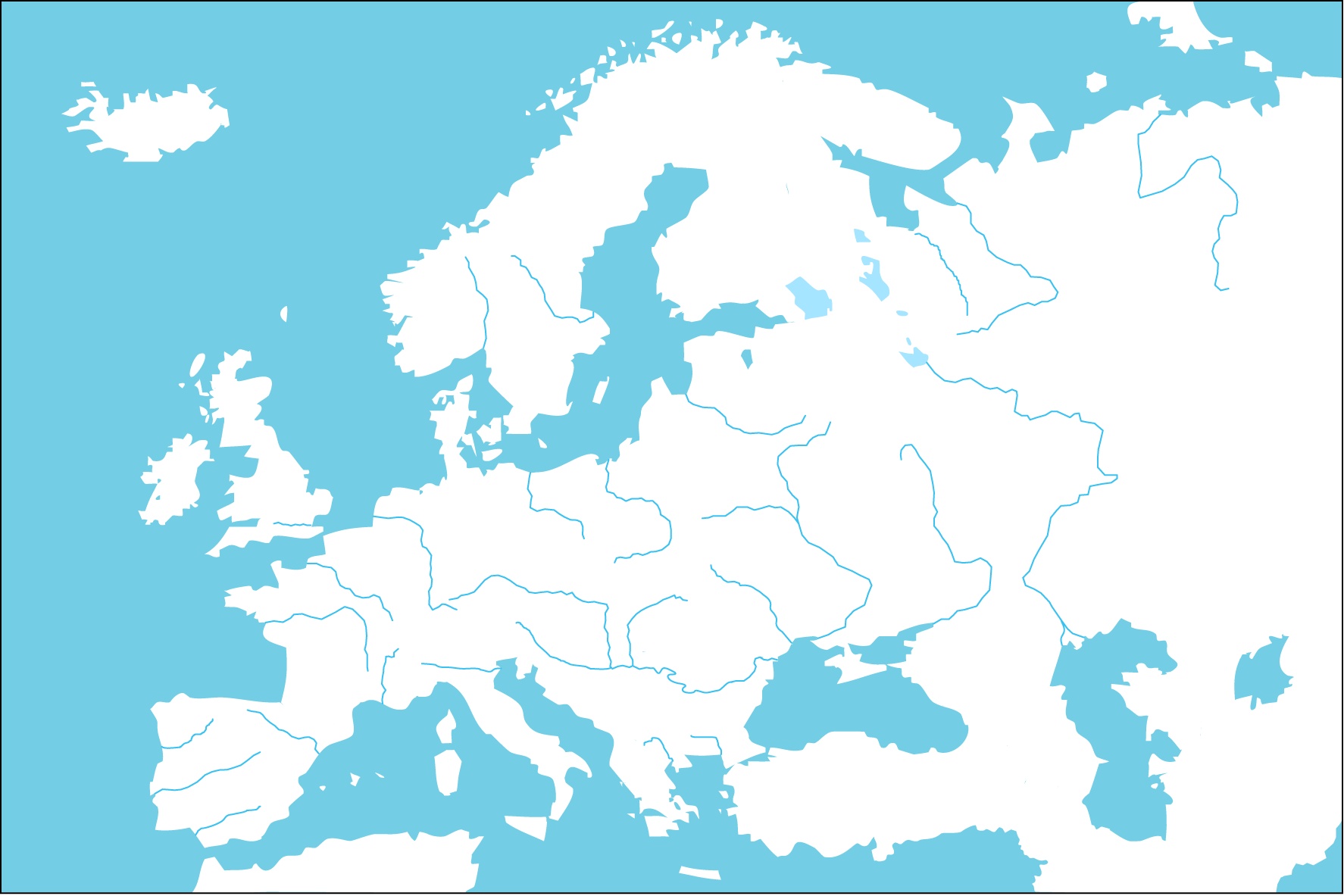 slijepa karta europe s rijekama Osnovna škola 
