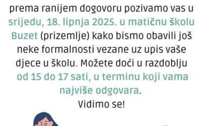 Obavijest za roditelje budućih prvašića
