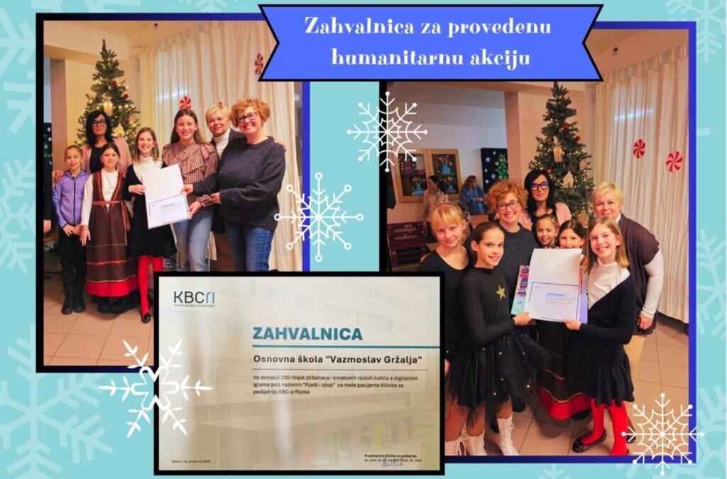 Zahvalnica KBC-a Rijeka za provedenu humanitarnu akciju