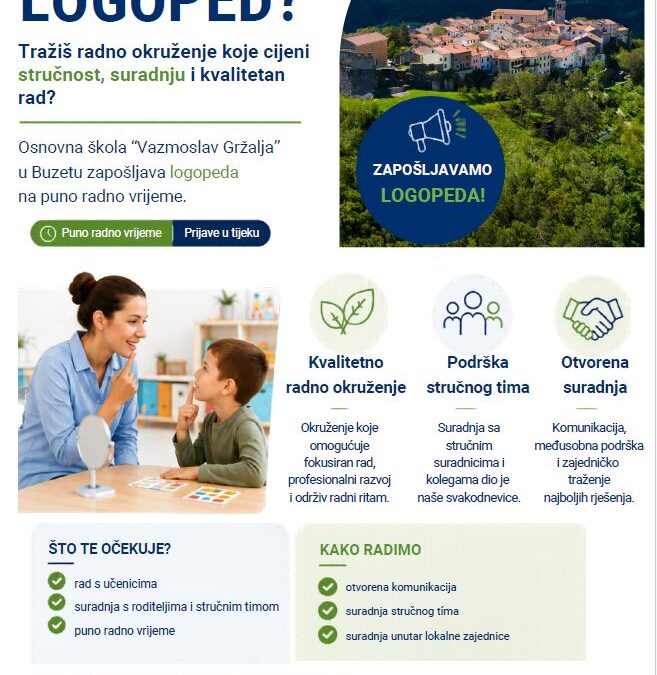 Zapošljavamo logopeda!