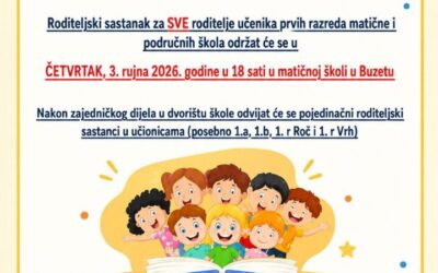 Roditeljski sastanak za roditelje učenika 1. razreda šk. god. 2026./2027.